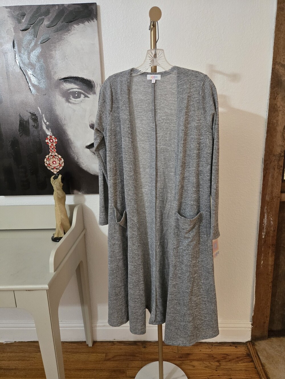 NWT LuLaRoe Womens Lightweight Grey Open-Front Long Cardigan Size Small